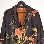 Tempo Paris Anthropologie Faux Suede Botanical Floral Open Front Blazer Jacket Photo 1
