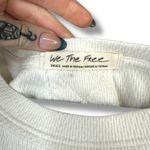 Free People  We The Free Cream White Waffle-Knit Long Sleeve Frayed Hem Shirt Photo 1