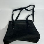 Franchi Black Suede Buckle Front Square Flap Double Handle Shoulder Bag Photo 3