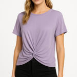 JODIFL  Top Womens Size Small‎  Casual Lavender Short Sleeve Twist Front Modern Photo 0