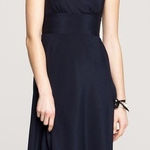 J.Crew EUC Sophia Tricotine V Neck Silk Chiffon Dress Women's 12 Navy Blue Photo 0