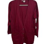 Liz Claiborne Crazy Horse Vintage Burgundy Jersey Knit Cardigan Sweater Photo 0