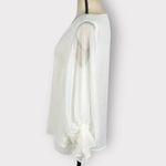CHAUS NEW YORK  Women's Med White Long Sheer Sleeves Chiffon V-Neck Blouse Photo 1