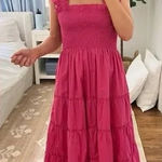 Hill House  Ellie Nap Midi Smocked Dress in Pink Size Medium Photo 0