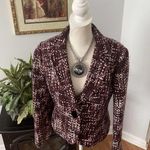 Emma James  Women's Tweed Blazer Size 8 Long Sleeve One Button Lined Lapel Collar Photo 3