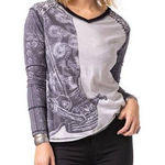 Double D Ranch Hide Tickler Long Sleeve Western Boot Cowgirl Graphic Tee Gray Size 1X Photo 0