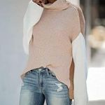 NWOT Miracle Color Block Knit Cowl Neck Sweater White Size s/m Photo 0