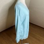 Soft Surroundings Top Womens Medium Mint Blue V Neck Lace Trim Long Sleeve Photo 8