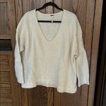 Free People  Lofty Alpaca Blend V Neck Ivory‎ White Sweater Cozy Women's Medium Photo 5