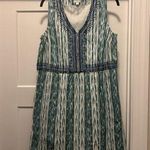 J.Jill  Dress Women Size Medium White Green Embroidered Cotton Sundress To Knees Photo 0