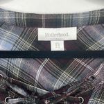 Motherhood  Maternity Plaid Tunic Roll Tap Sleeves V cross string tie  Size Large Photo 3