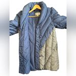 Bill Blass Vintage 1980s  Womens Blue Gray‎ Puffer Long Down Coat Jacket Collar Photo 4