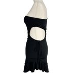 I am gia I.Am.Gia Cyrene Black Ruched Cut Out Ruffle Mini Dress Photo 2