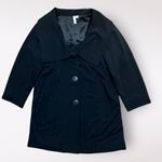 Frenchi Collared Buttoned Mid Length Coat‎ Womens Medium Black Photo 0