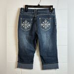 Angels Y2K Denim Casual Capri Woman’s Bedazzled Minimalist Chic Jeans Size 10 Blue Photo 3