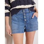 Evereve  Ever Denim Jean Utility Exposed Button Fly Stretch Shorts womens 30 Photo 0