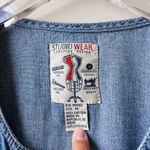 Vintage Studio Wear Romper Chambray Denim Floral Daisy Embroidered Size Medium Blue Photo 5