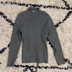 Babaton Grey Ribbed Mock Neck Tie Back Sweater Photo 10