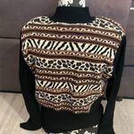 Nina CHARLES for KASPER A.S.L. Black and Brown Animal Print Sweater Size L Photo 3