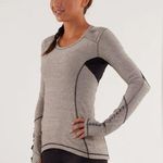 Lululemon Star Runner Long Sleeve Tonka Stripe Cashew Heathered Black Size 6 Photo 0