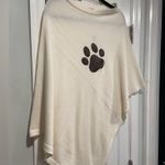NWT Top It Off Cream Knit Pullover Poncho Shawl Brown Faux Leather Dog Cat Paw Size undefined Photo 5