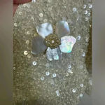 Papell Boutique Vintage Papell Boutique Women’s Sequin Beaded Split Flutter Sleeve Silk Blouse Photo 7