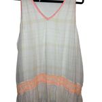 Free People Ivory Run With Me Plaid Mini Dress Size M Neon Orange Embroidery Photo 1