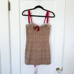 With Jean  | Ryder Mini Corset Lace-up Dress in Plaid Brown Check‎ Small Photo 4