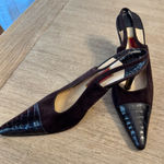 Cole Haan Size 10 Chocolate Brown Suede & Genuine Alligator Slingback Heels Photo 0