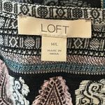 Loft Poncho M/L Blue White Mixed Mosaic Kimono Jacket Woven Knit Festival Hippie Photo 5