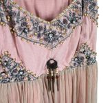Saint Tropez Silk Pink Beaded Adjustable Strap Boho Beachy Tank Blouse Size S Photo 2