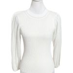 Jonathan Simkhai Veronica Sweater Women’s Size XS White Puff Sleeve Ribbed Photo 1