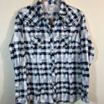 Ariat ✨ Women’s White Blue Plaid Snap Long Sleeve Shirt Medium Photo 0