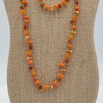 Amber Carnelian Necklace 23.5" Orange Pebble Beaded Artesian Handmade Jewelry Photo 2