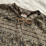 Vintage euro Brown and blue paisley long sleeve top with bell sleeves Size XS Photo 2
