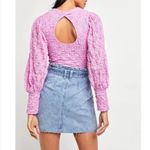 Free People Tea Time Top in Plumeria Pink Fitted Lace Keyhole Back Crop Size L Photo 1