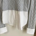 Anthropologie Maeve Cable-Knit Layered Sweater Gray Photo 5