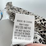 THML Brush Animal Print Smocked Ruffle Blouse Ivory Black Size Medium Photo 10