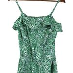 Tommy Hilfiger Womens S Paisley Ruffled Tank Top Green Blue Preppy Boho Feminine Photo 0