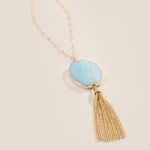 Francesca's  Blue Stone Tassel Necklace Photo 0