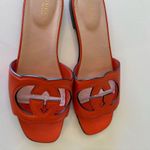 Gucci Interlocking Cutout Slide Sandals EU 37.5 US 7.5 Orange Leather Flat Shoes Photo 1