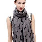 Dark Gray Black Bat Scarf Wrap Halloween Goth New Photo 1