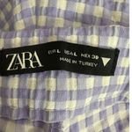 ZARA  Checkered High Rise Straight Leg Stretch Ankle Dress Pants L Purple White Photo 6