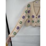 Sonoma  Crochet Floral Button Crop Sweater Women S Cream Coquette Fairy Whimsical Photo 2