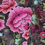 Karen Kane  SHEER MESH BRIGHT PINK FLORAL EMBROIDERED SCALLOP TRIM OVERSIZED TOP Photo 7