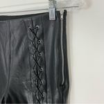 Topshop  Faux Leather Percy Lace Up Skinny Pants High Waisted Black Size 6 Photo 4