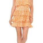 1. State Glowing Petals Print Strapless Smocked Waist Tiered Gauze Chiffon Mini Dress Photo 2