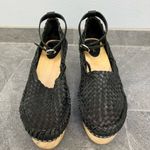 Free People Black Teagan Huarache Wooden Wedge Woven Shoes Size 41 Photo 1