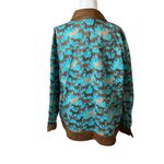 Toffee Apple Womens Jacket XL Teal Brown Horse Print Collared Equestrian Novelty Blue Photo 3
