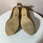 Anne Klein ANNE KLEIN Brown Leather Peep Toe Platform Pumps Photo 5